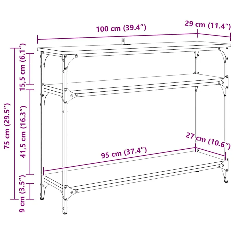 Table console Chêne artisanal 100 x 29 x 75 cm - 14