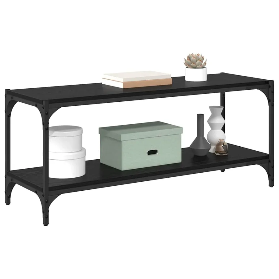 Meuble TV Chêne noir 100x33x41cm Bois d'ingénierie et fer - 3