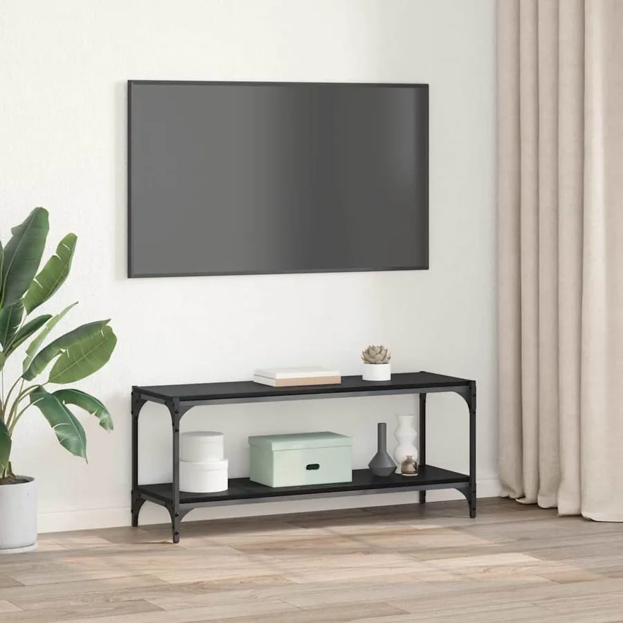 Meuble TV Chêne noir 100x33x41cm Bois d'ingénierie et fer - 4