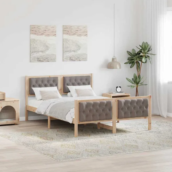 Cadre de lit avec tête de lit Taupe 150 x 200 cm Pin massif