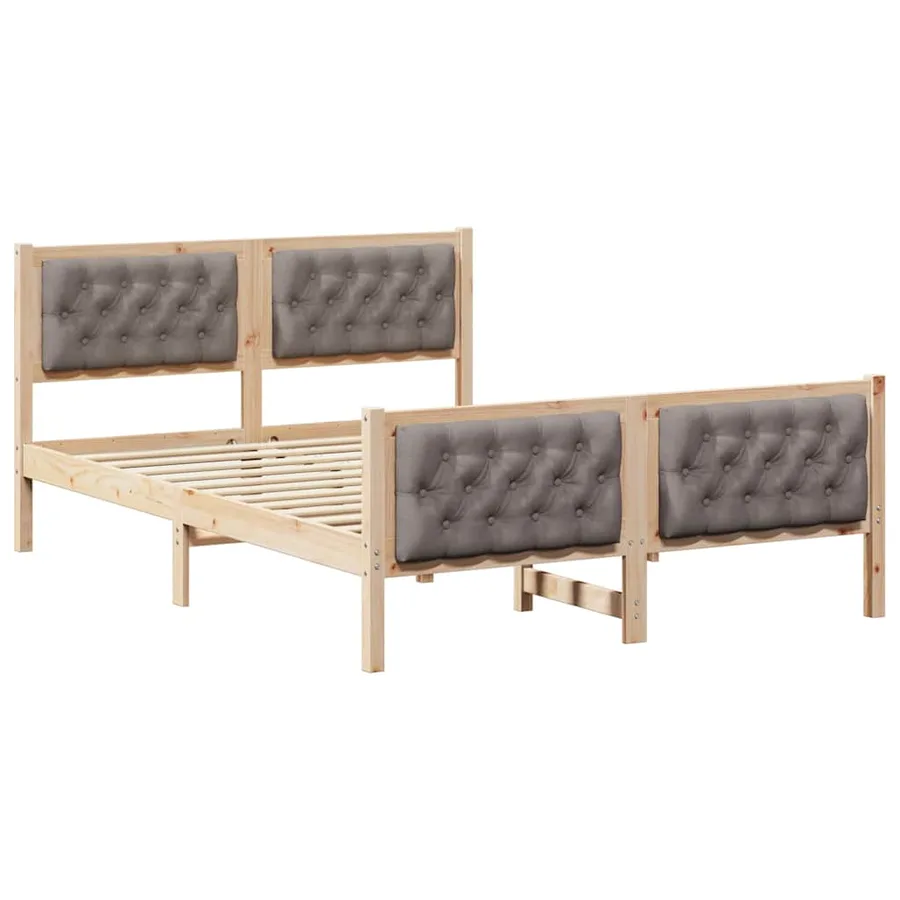 Cadre de lit avec tête de lit Taupe 150 x 200 cm Pin massif - 2