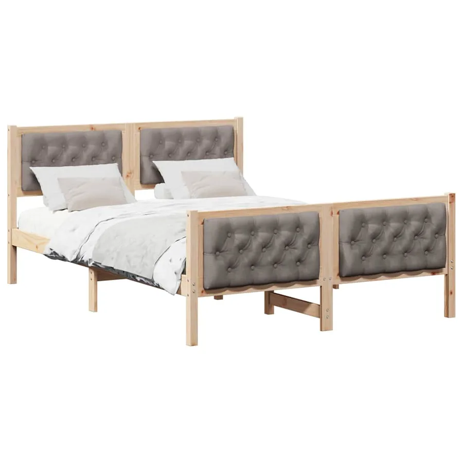 Cadre de lit avec tête de lit Taupe 150 x 200 cm Pin massif - 3