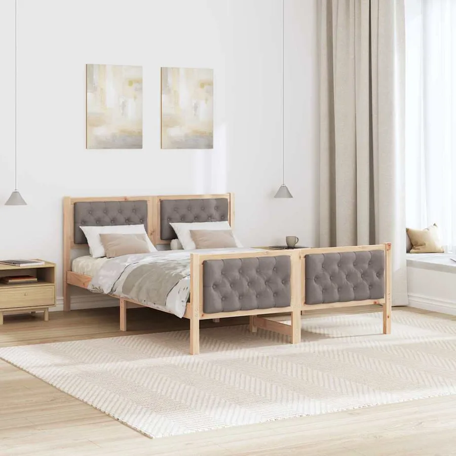 Cadre de lit avec tête de lit Taupe 150 x 200 cm Pin massif - 4