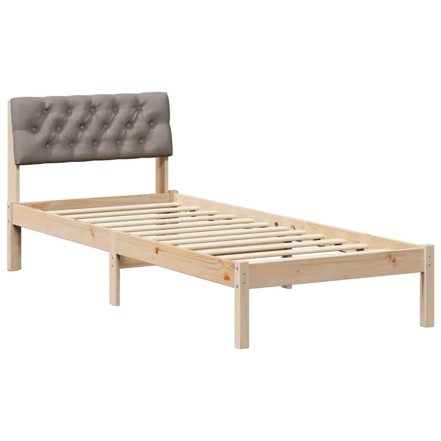 Cadre de lit Marron et taupe 75 x 190 cm Bois massif en pin - 2