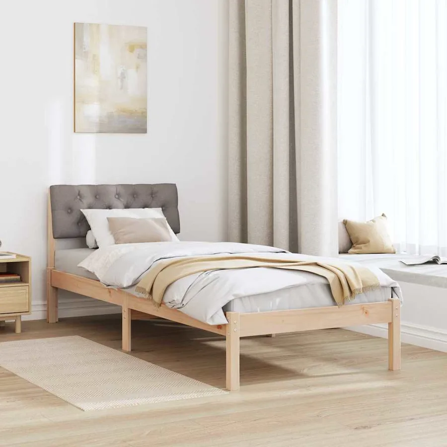 Cadre de lit Marron et taupe 75 x 190 cm Bois massif en pin - 4