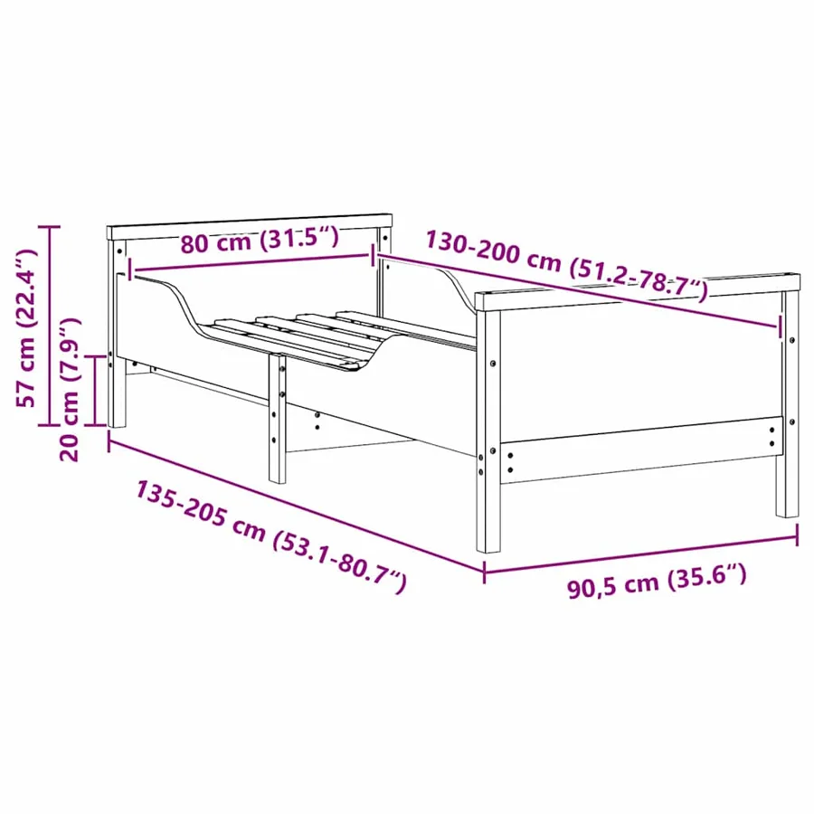 Cadre de lit Brun cire 80 x 200 cm Bois d'ingénierie - 12