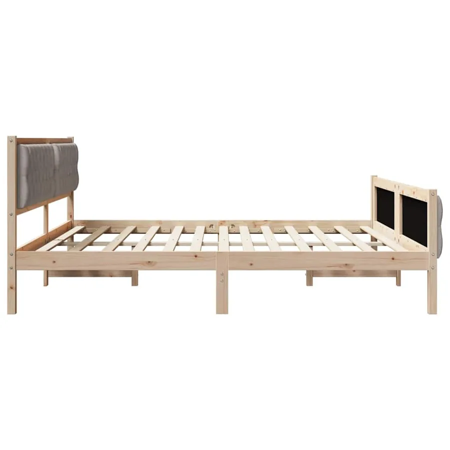 Cadre de lit avec tête de lit Taupe 200 x 200 cm Pin massif - 6