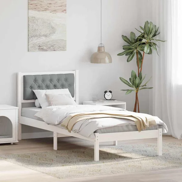 Cadre de lit avec tête de lit Gris clair 75 x 190 cm Pin massif