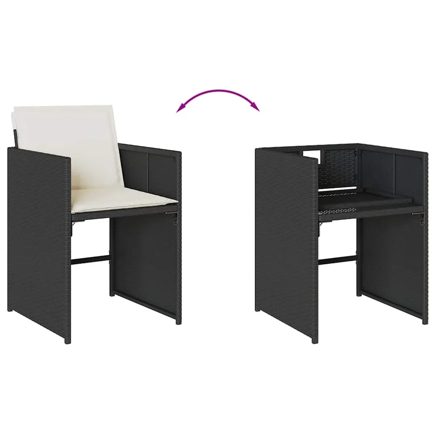Ensemble à manger de jardin 15 pcs coussins noir résine tressée - 5