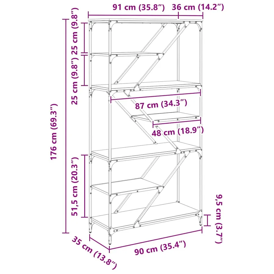 Étagère 9 niveaux 91 x 36 x 176 cm Bois d'ingénierie - 15