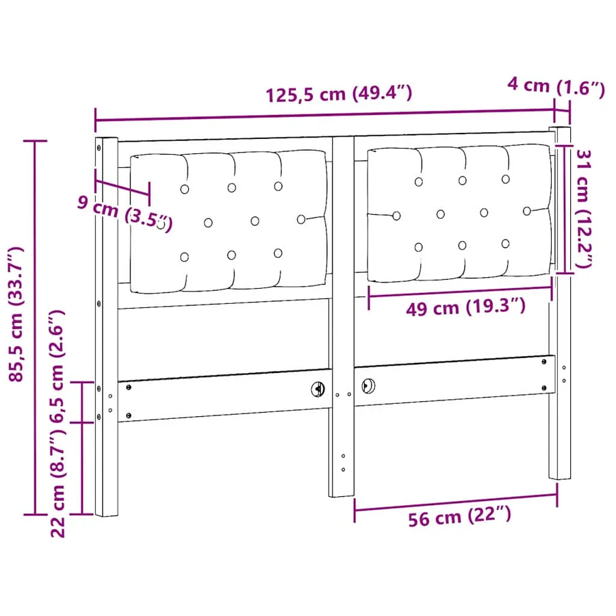 Tête de lit marron et gris foncé 120 cm Bois massif en pin - 11