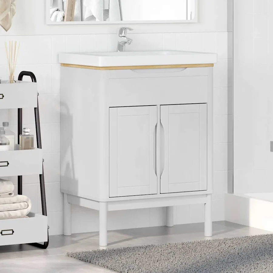 Meuble sous Lavabo de Salle de Bain FLORO Blanc 60 x 40 x 80 cm
