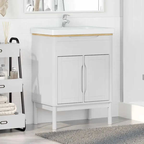 Meuble sous Lavabo de Salle de Bain FLORO Blanc 60 x 40 x 80 cm