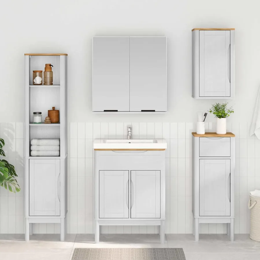 Meuble sous Lavabo de Salle de Bain FLORO Blanc 60 x 40 x 80 cm - 4