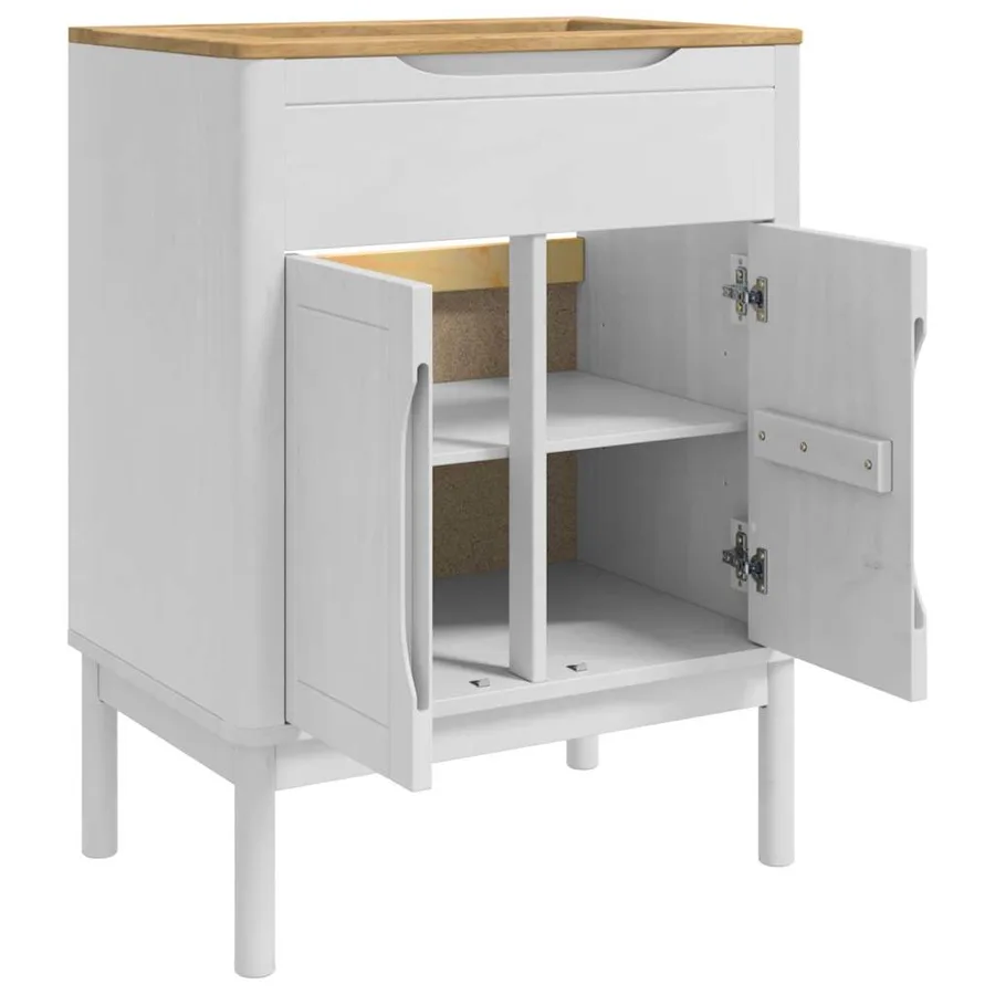 Meuble sous Lavabo de Salle de Bain FLORO Blanc 60 x 40 x 80 cm - 5