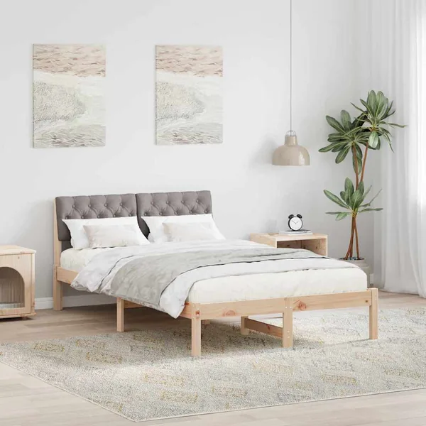 Cadre de lit Marron et taupe 120 x 190 cm Bois massif en pin