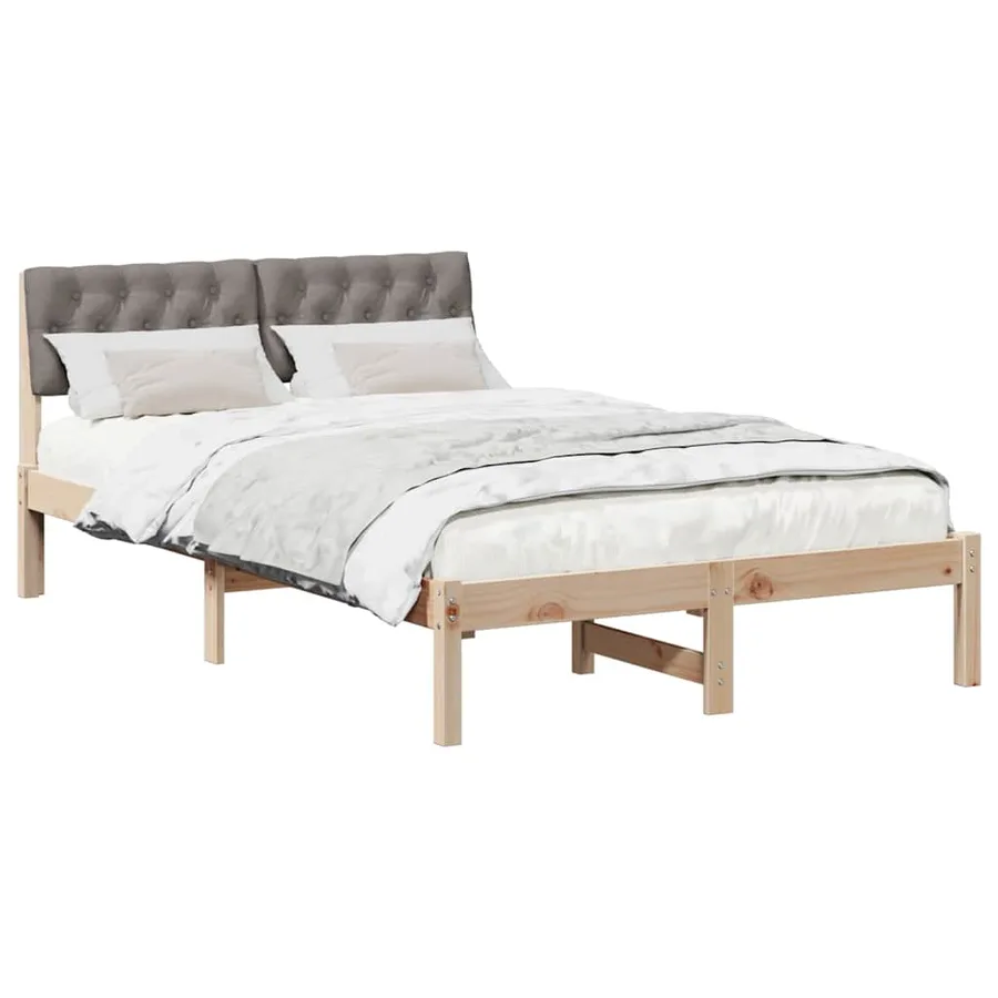 Cadre de lit Marron et taupe 120 x 190 cm Bois massif en pin - 3
