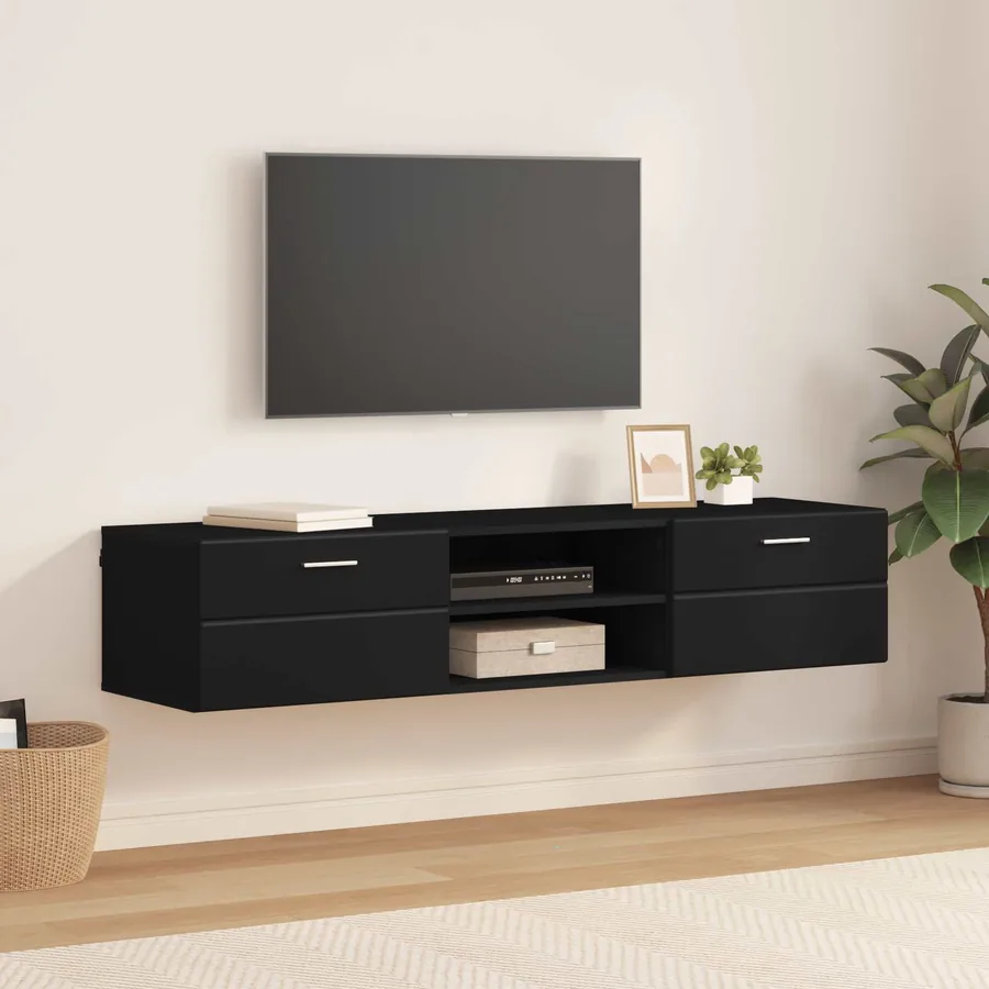 Cabinet en Bois Noir 150 x 39 x 30 cm Bois d'ingénierie