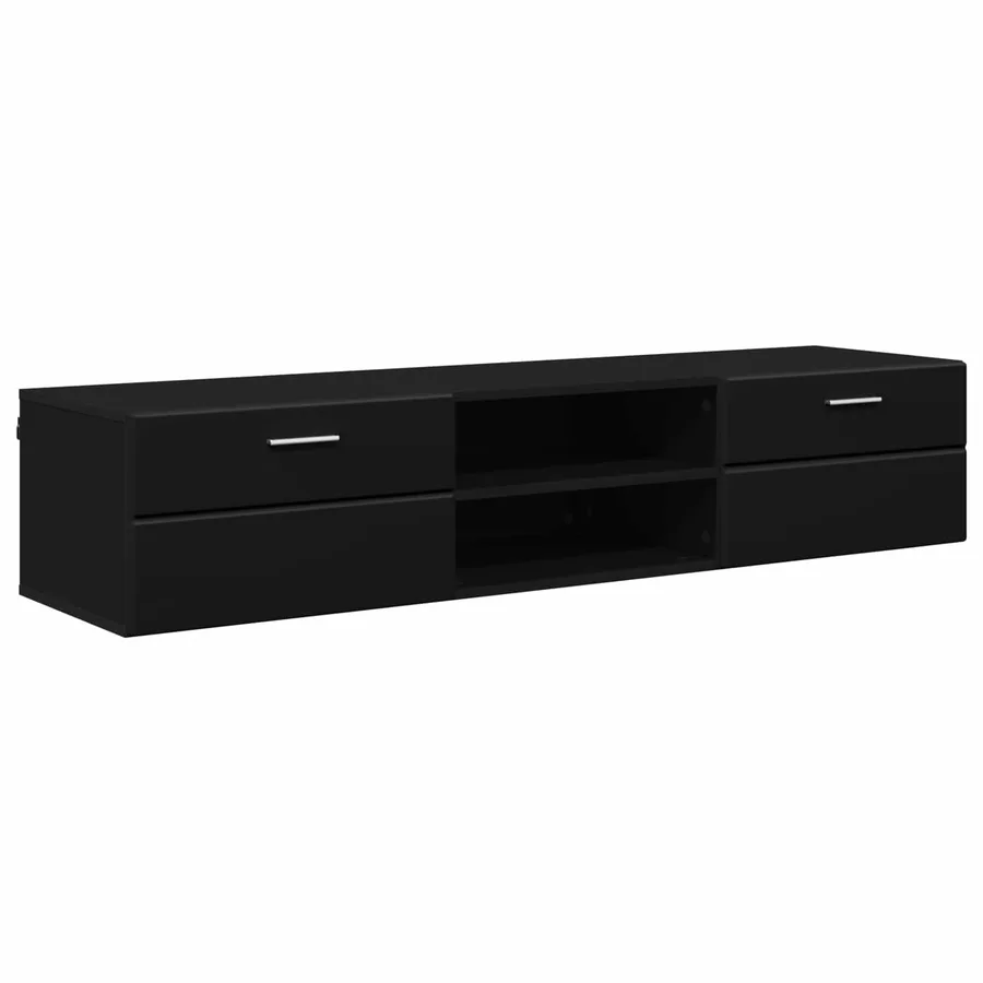 Cabinet en Bois Noir 150 x 39 x 30 cm Bois d'ingénierie - 2