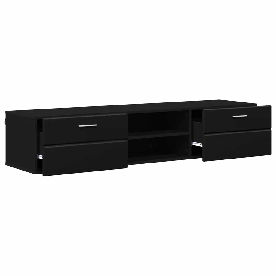 Cabinet en Bois Noir 150 x 39 x 30 cm Bois d'ingénierie - 5