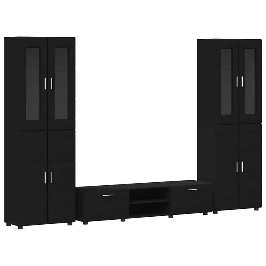 Ensemble meuble TV FLORIN 3 pcs Noir Bois d'ingénierie - 2