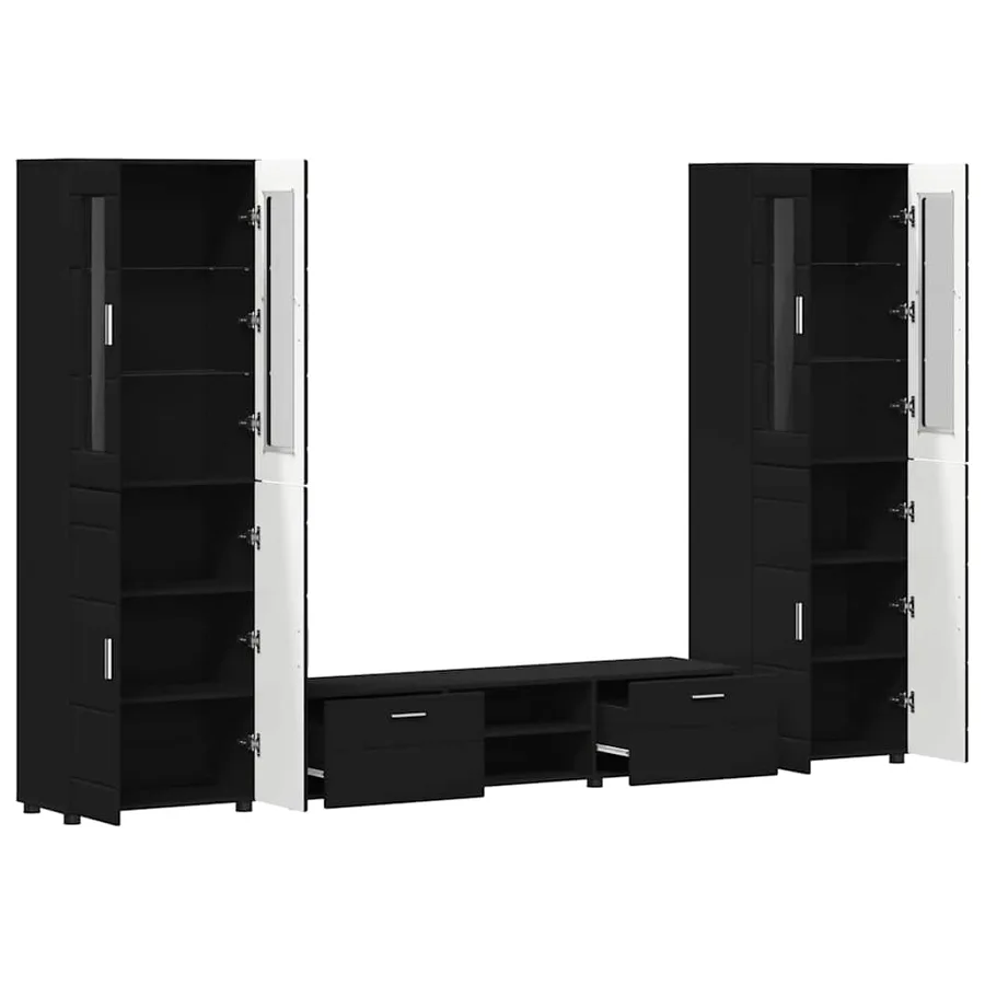 Ensemble meuble TV FLORIN 3 pcs Noir Bois d'ingénierie - 5