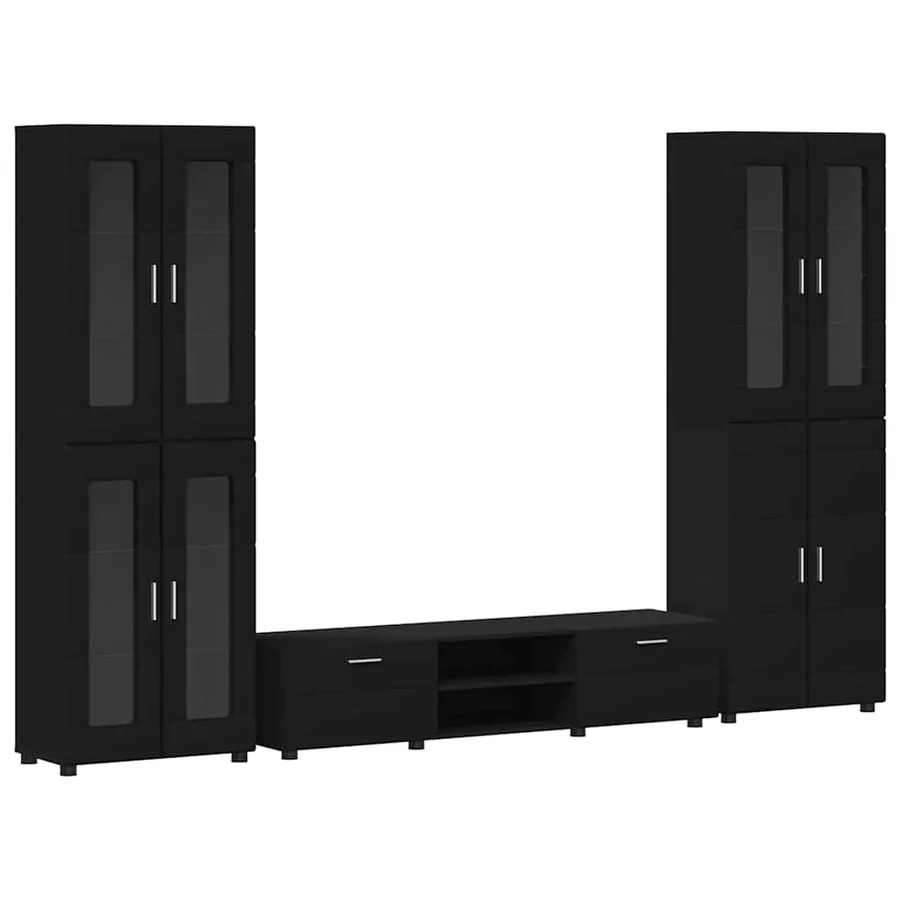 Ensemble meuble TV FLORIN 3 pcs Noir Bois d'ingénierie - 2