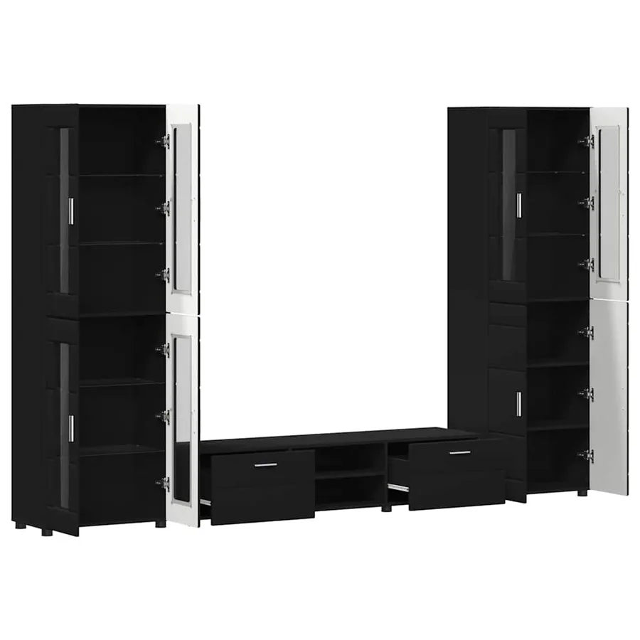 Ensemble meuble TV FLORIN 3 pcs Noir Bois d'ingénierie - 5