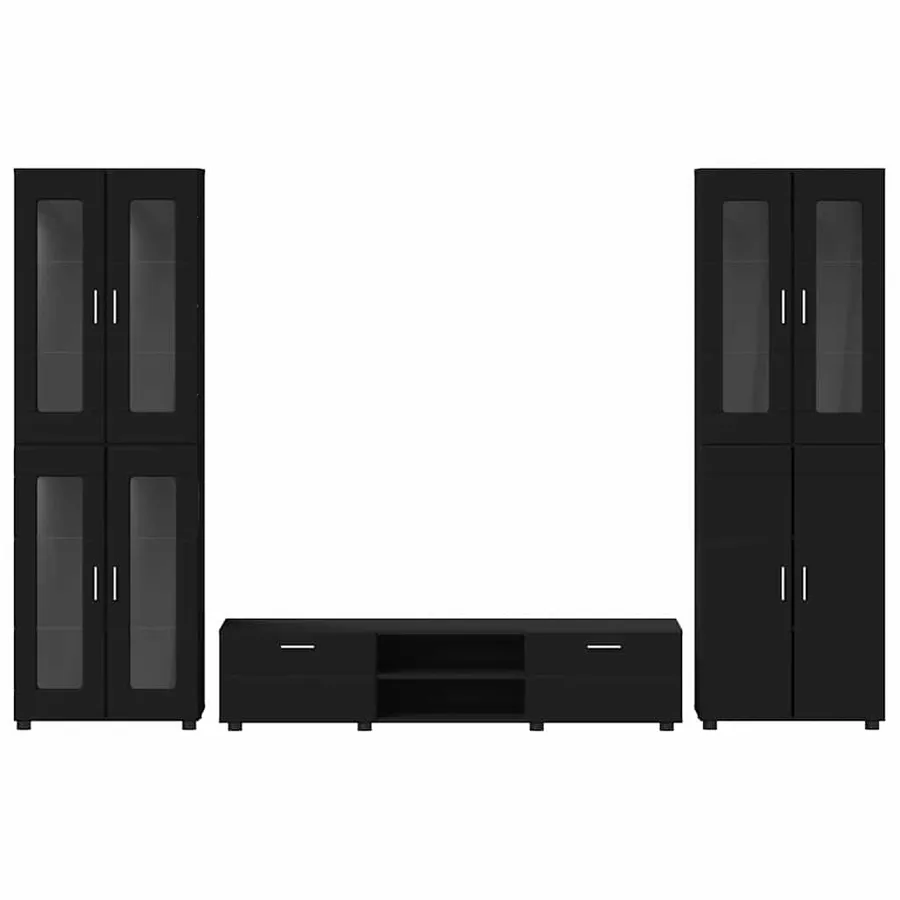 Ensemble meuble TV FLORIN 3 pcs Noir Bois d'ingénierie - 9