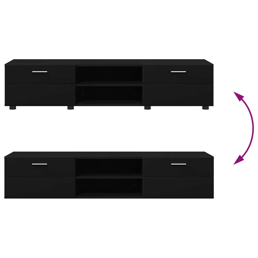 Ensemble meuble TV FLORIN 3 pcs Noir Bois d'ingénierie - 14