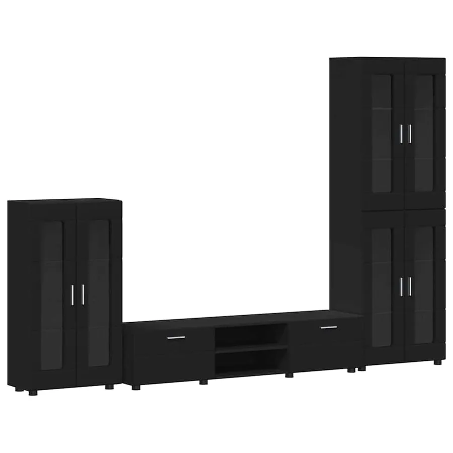Ensemble meuble TV FLORIN 3 pcs Noir Bois d'ingénierie - 2