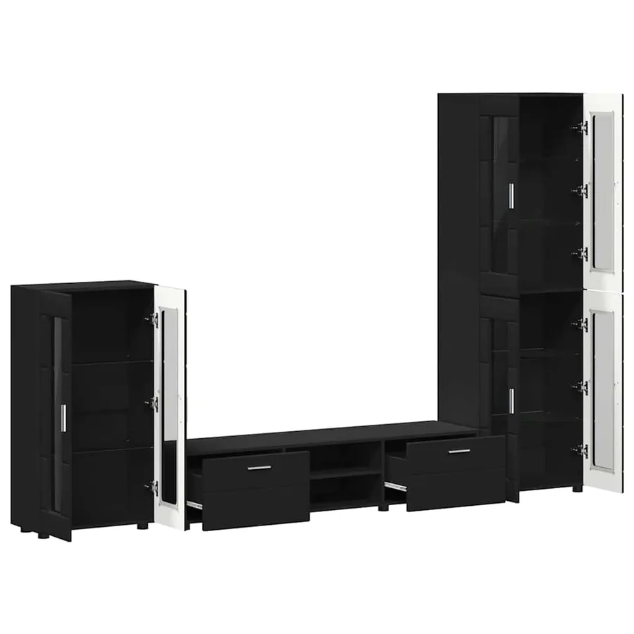 Ensemble meuble TV FLORIN 3 pcs Noir Bois d'ingénierie - 5
