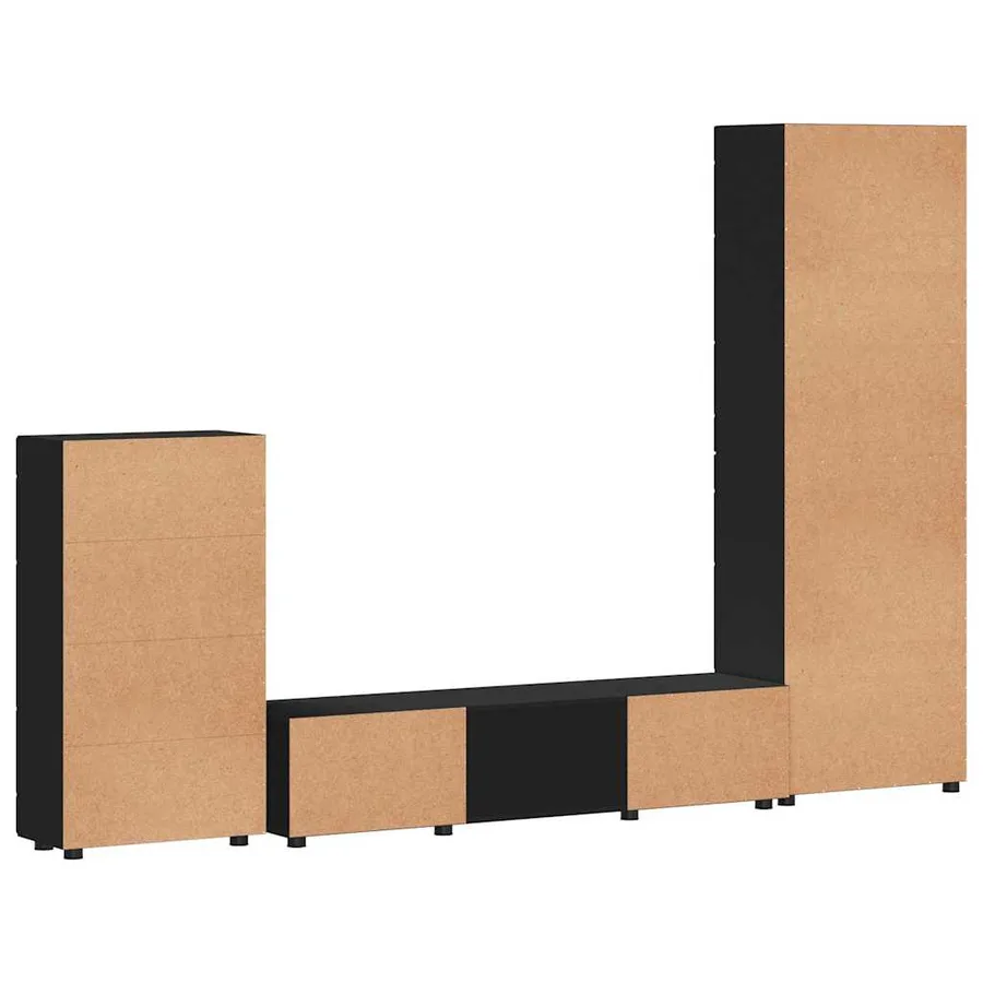 Ensemble meuble TV FLORIN 3 pcs Noir Bois d'ingénierie - 8