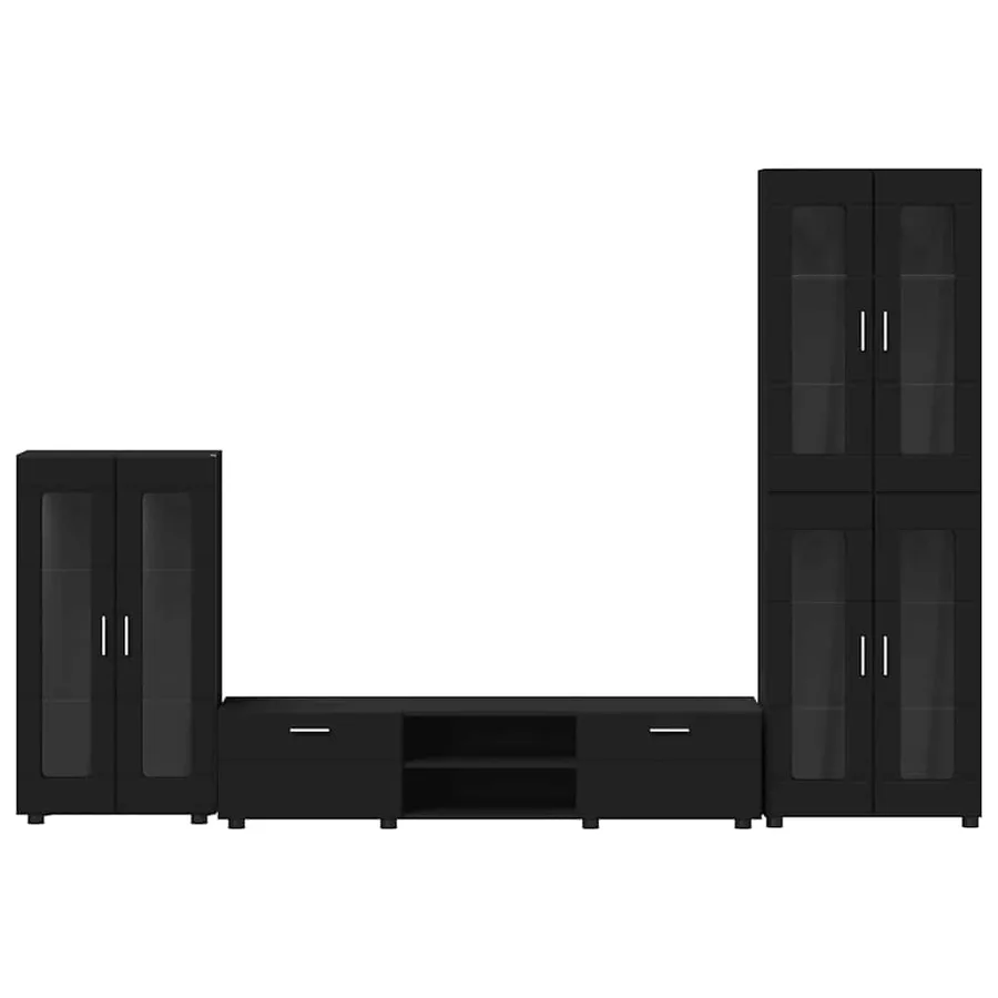 Ensemble meuble TV FLORIN 3 pcs Noir Bois d'ingénierie - 9