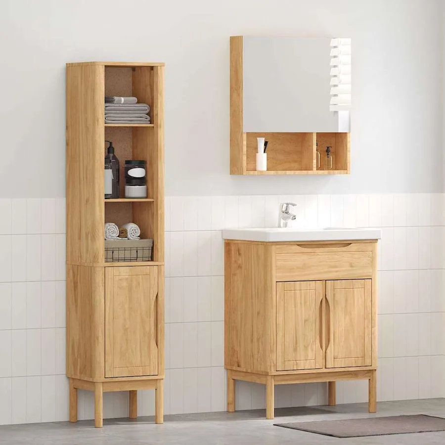 Ensemble de mobilier de salle de bain FLORO 2 pcs Cire marron