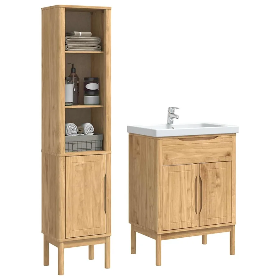Ensemble de mobilier de salle de bain FLORO 2 pcs Cire marron - 3