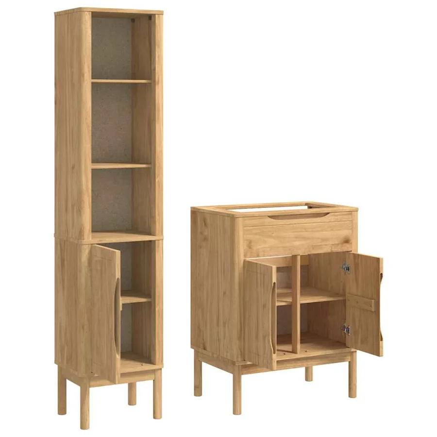 Ensemble de mobilier de salle de bain FLORO 2 pcs Cire marron - 7