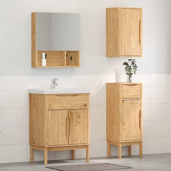 Ensemble de mobilier de salle de bain FLORO 3 pcs Cire marron