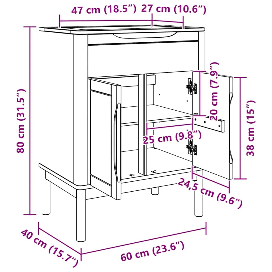 Ensemble de mobilier de salle de bain FLORO 3 pcs Cire marron - 16