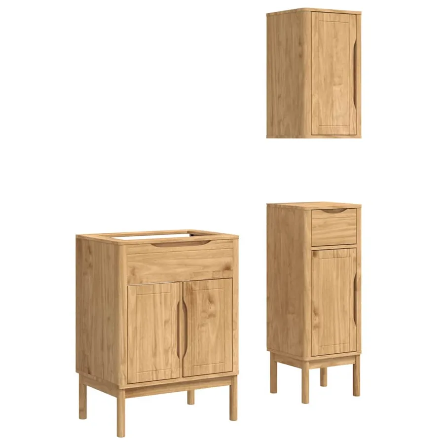 Ensemble de mobilier de salle de bain FLORO 3 pcs Cire marron - 2