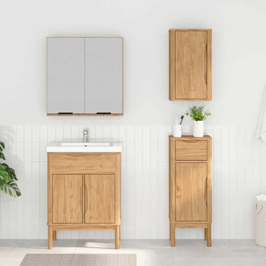 Ensemble de mobilier de salle de bain FLORO 3 pcs Cire marron - 4