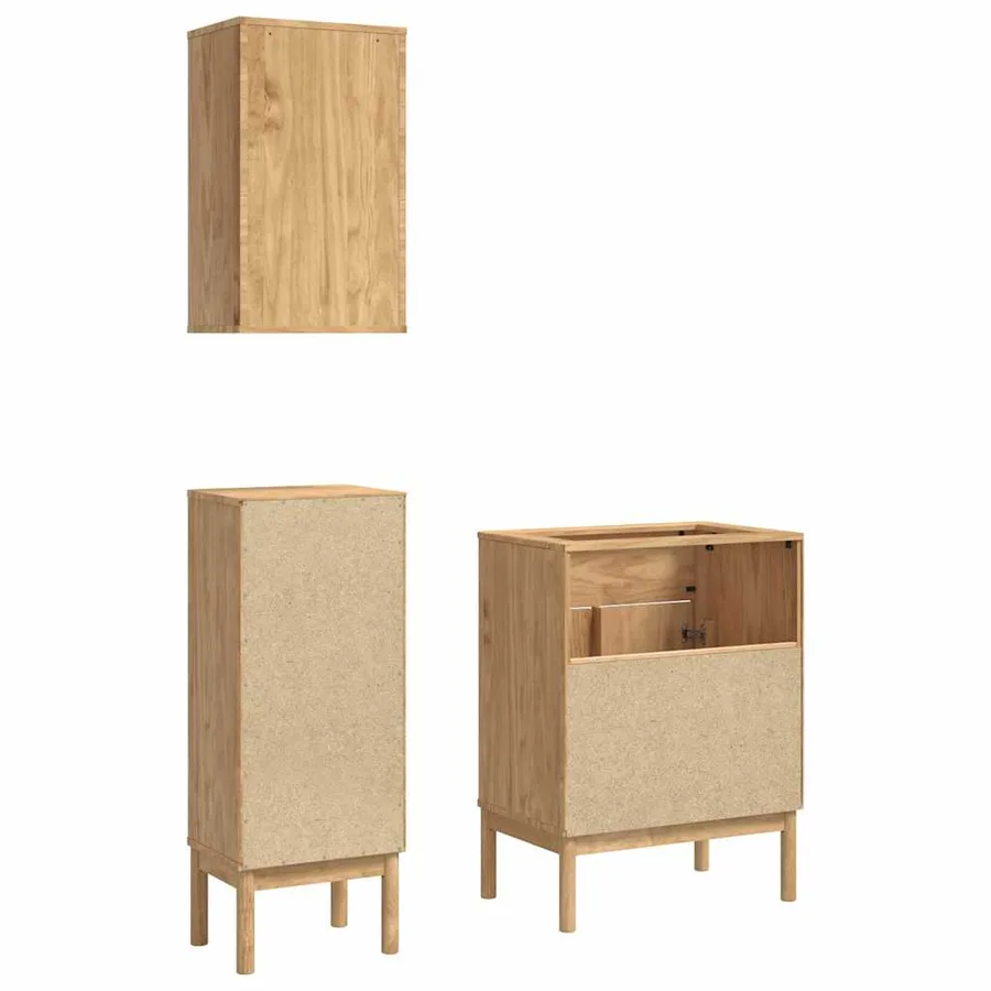 Ensemble de mobilier de salle de bain FLORO 3 pcs Cire marron - 8
