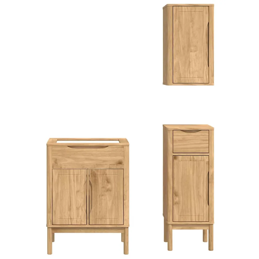 Ensemble de mobilier de salle de bain FLORO 3 pcs Cire marron - 9