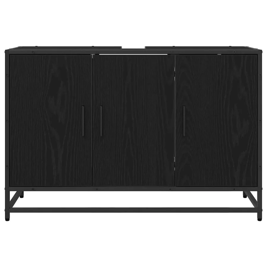 Cabinet de salle de bain avec porte Chêne noir 90 x 33 x 60 cm - 6