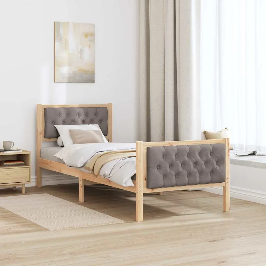 Cadre de lit avec tête de lit Taupe 80 x 200 cm Pin massif - 4