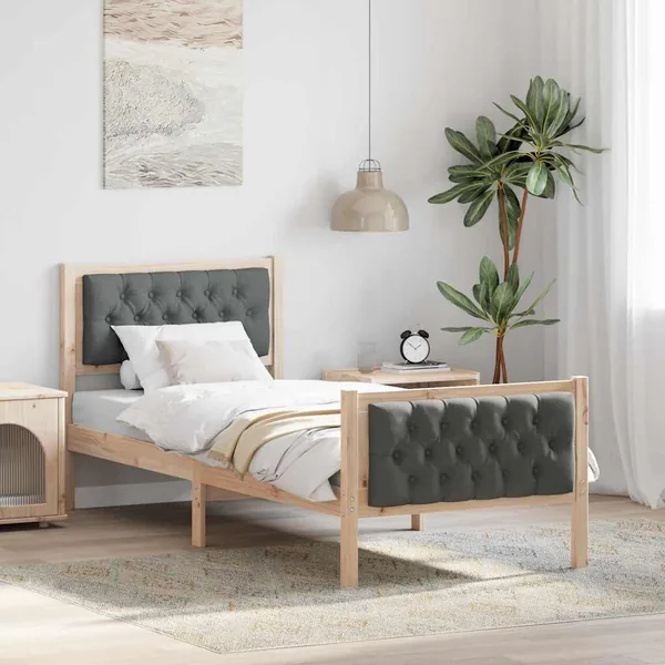 Cadre de lit avec tête de lit Gris foncé 80 x 200 cm Pin massif