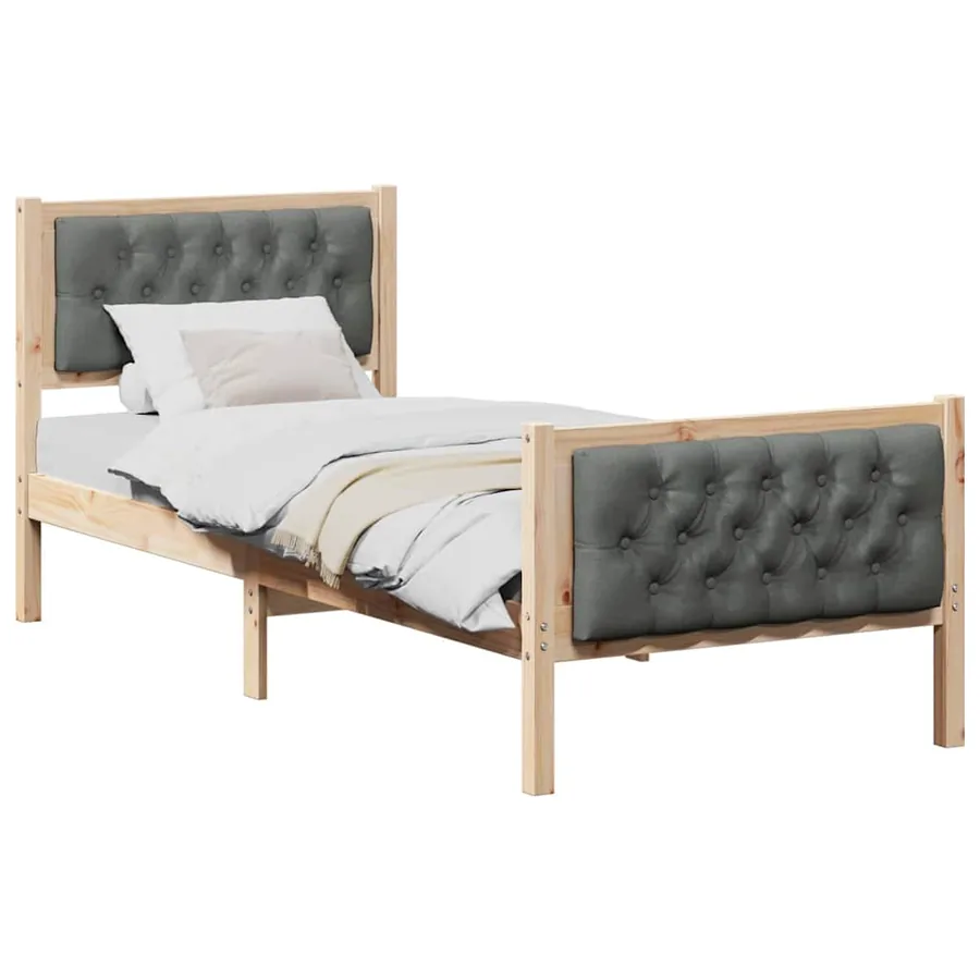 Cadre de lit avec tête de lit Gris foncé 80 x 200 cm Pin massif - 3