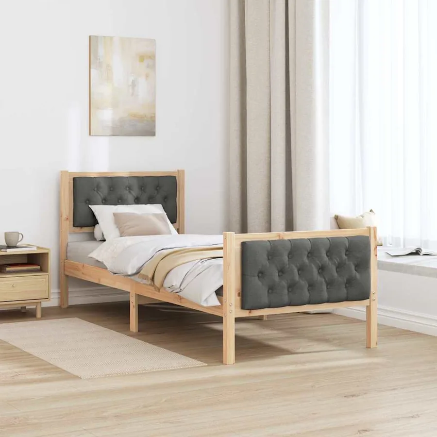 Cadre de lit avec tête de lit Gris foncé 80 x 200 cm Pin massif - 4
