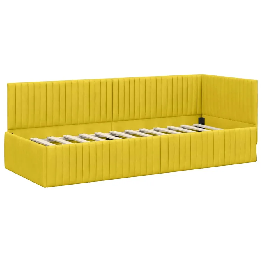 Cadre de lit d'angle Jaune 80 cm x 200 cm Velours - 4