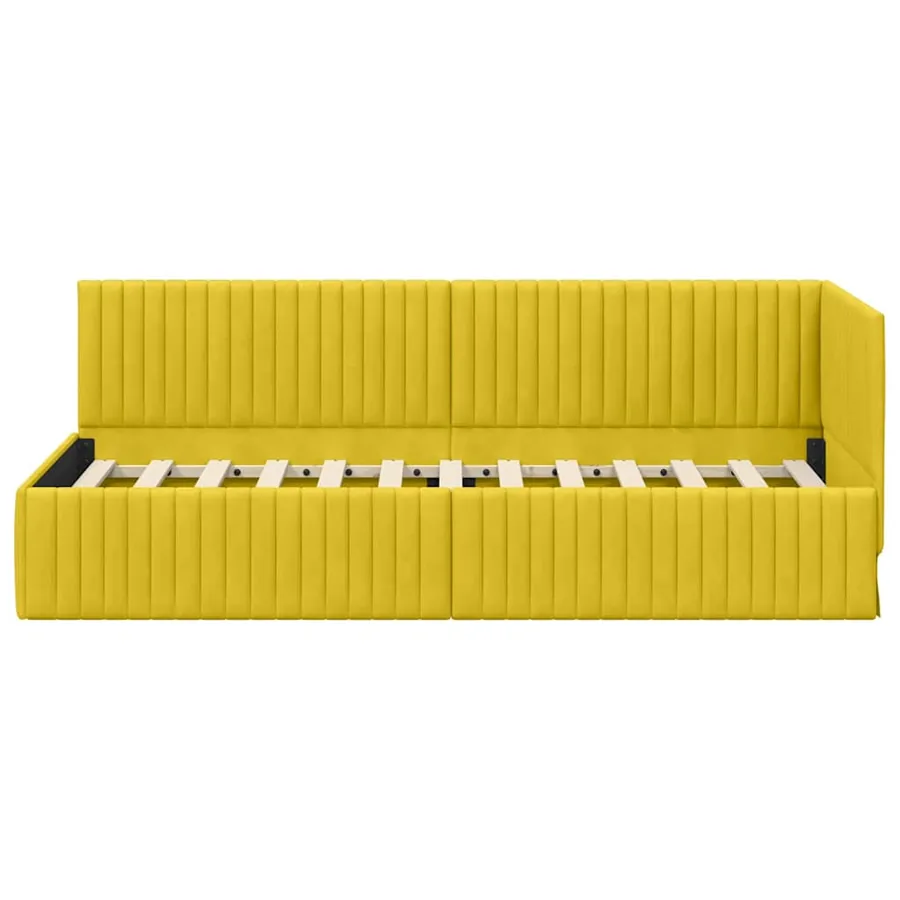 Cadre de lit d'angle Jaune 80 cm x 200 cm Velours - 5